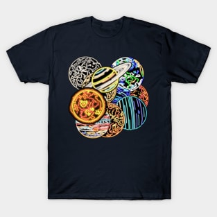 Electric Solar System Space Marbles T-Shirt